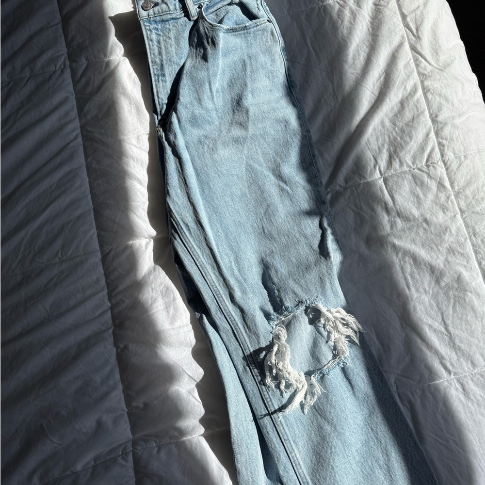 Abercrombie & Fitch Blue Straight Leg Jeans Distressed
